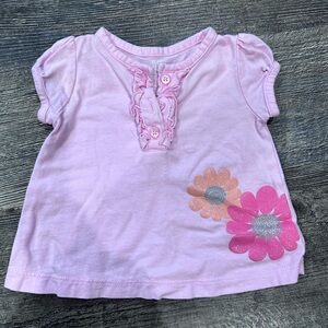 Carter's Pink Tee with Floral Design